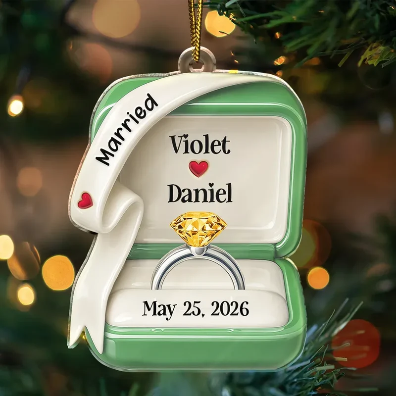 She Said Yes Engaged Married - Personalized Custom Shaped Acrylic Ornament - Christmas Gift For Engaged Couples, Newlyweds, Anniversaries