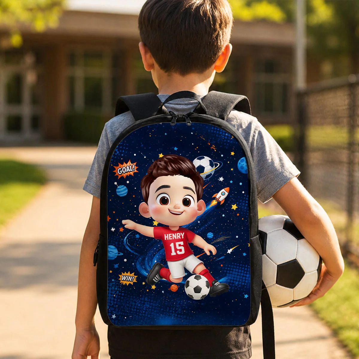 Soccer Design for Boys Girls - Personalized Kid Backpack - Gift For Back To School, First Day of School - Student, Son, Daughter | Kindergarten, Pre-K, Preschool