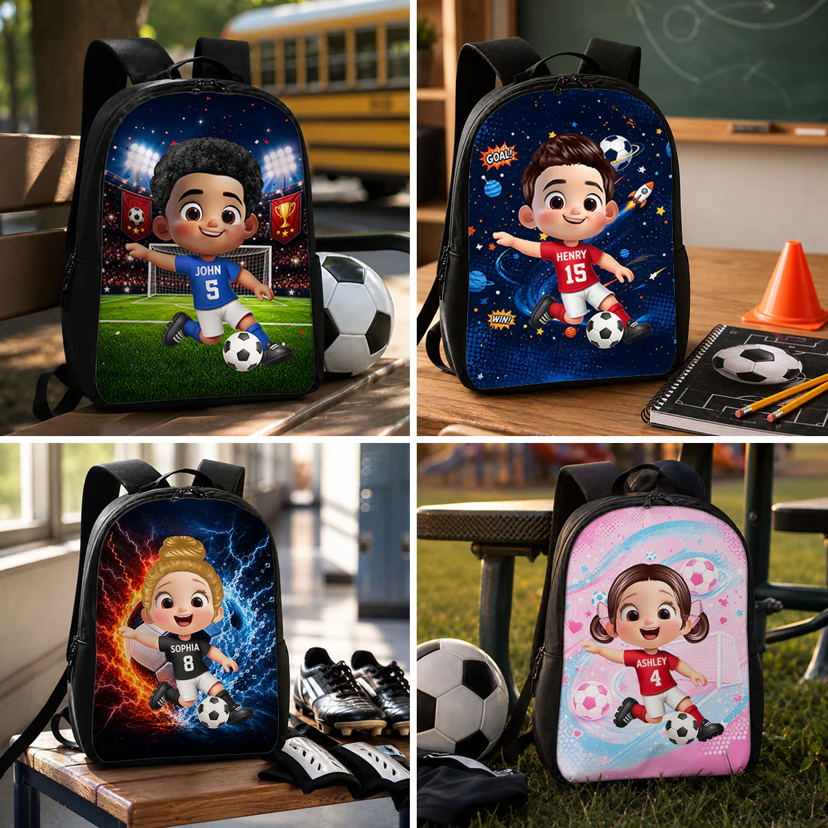 Soccer Design for Boys Girls - Personalized Kid Backpack - Gift For Back To School, First Day of School - Student, Son, Daughter | Kindergarten, Pre-K, Preschool