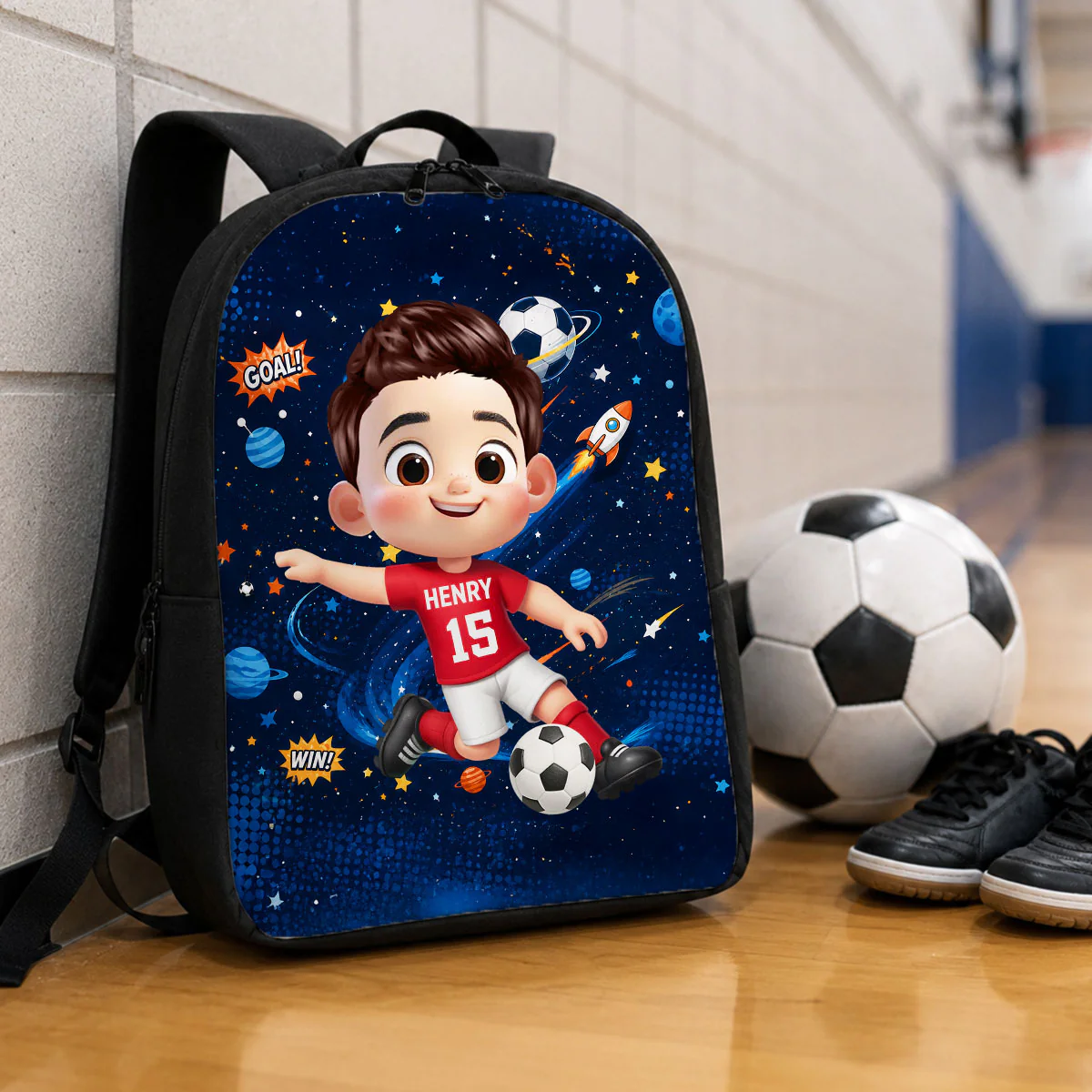 Soccer Design for Boys Girls - Personalized Kid Backpack - Gift For Back To School, First Day of School - Student, Son, Daughter | Kindergarten, Pre-K, Preschool