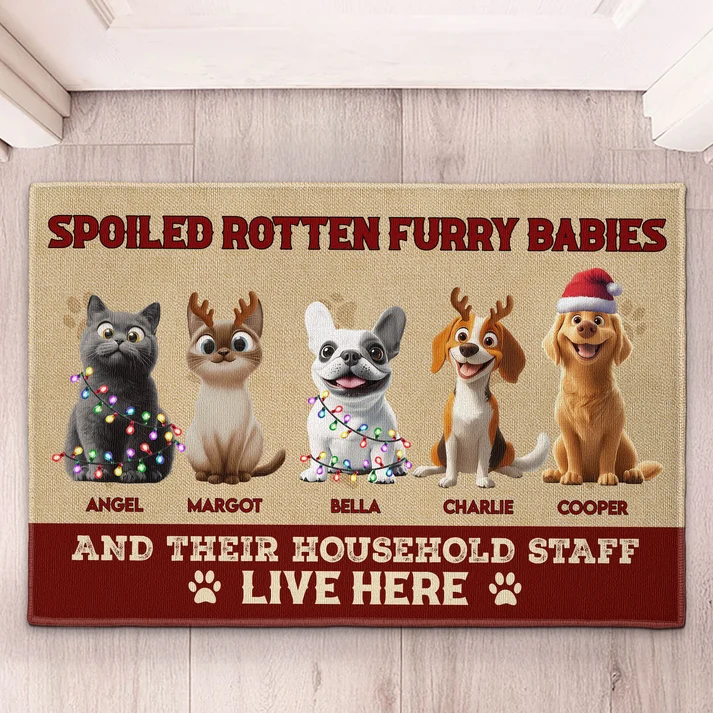 Spoiled Pets Live Here - Personalized Doormat - Christmas Gift for Dog Lovers, Cat Lovers, Pet Lovers