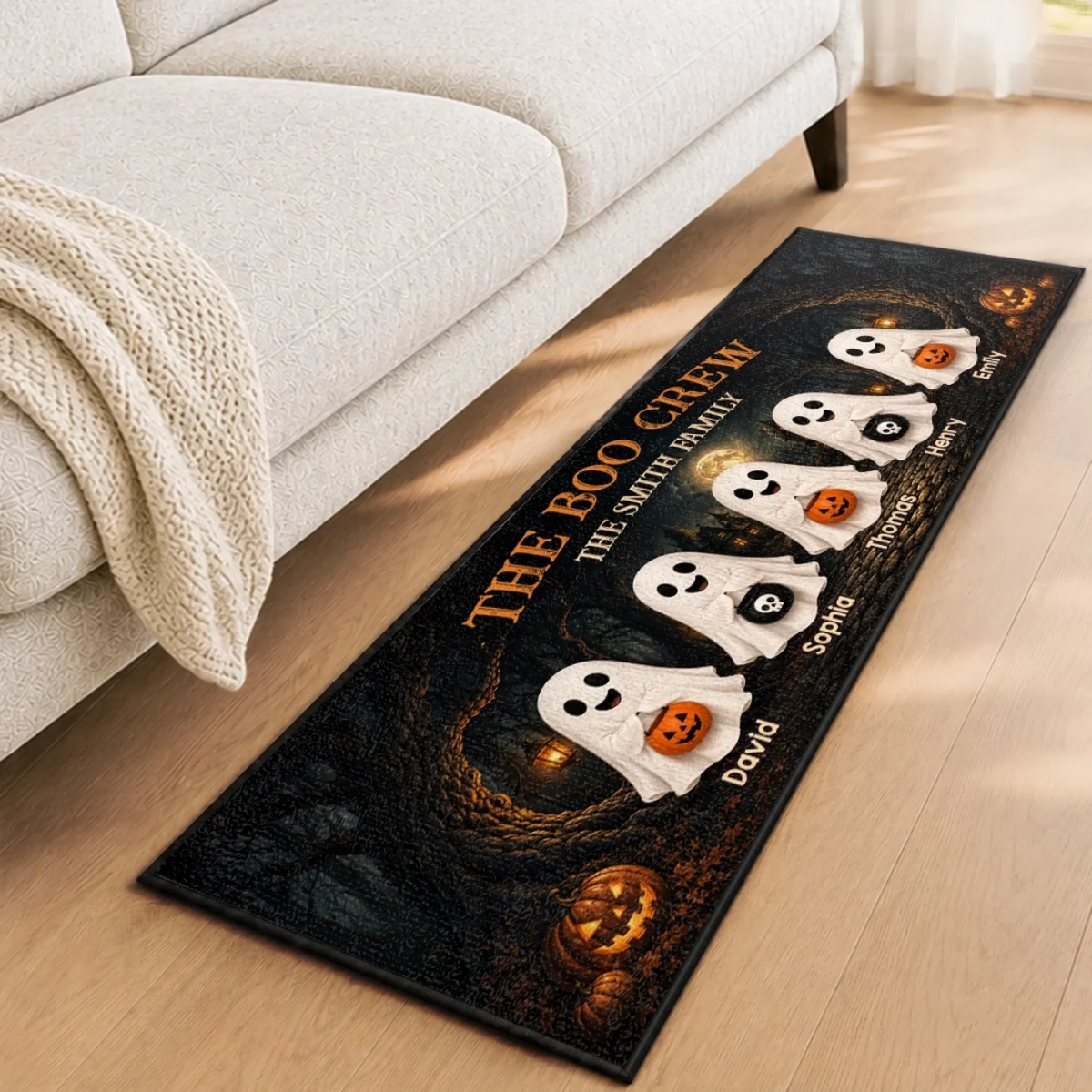 Spooktacular Family Crew - Personalized Runner Rug - Halloween Gifts For Family, Mom, Dad, Brother, Sister