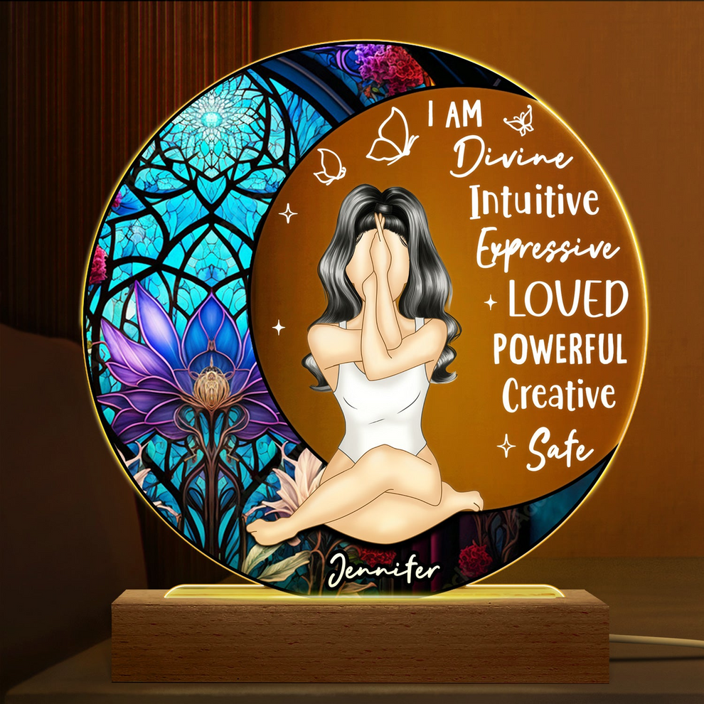 Personalized Yoga I Am Divine led light, main view