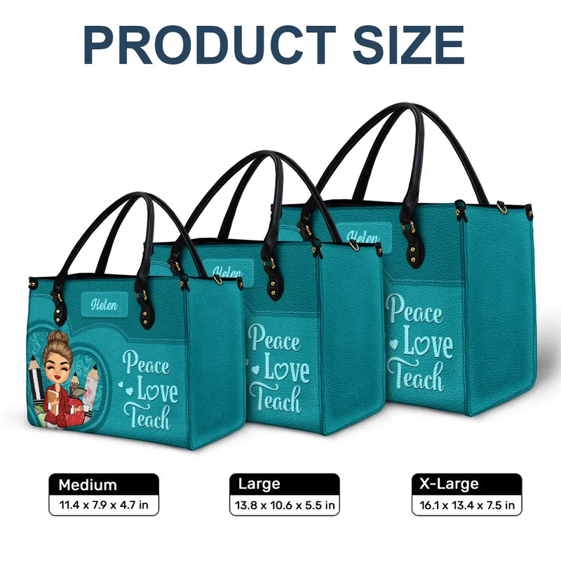 Personalized Teacher It Takes A Big Heart To Shape Little Minds handbag, worn on a beach