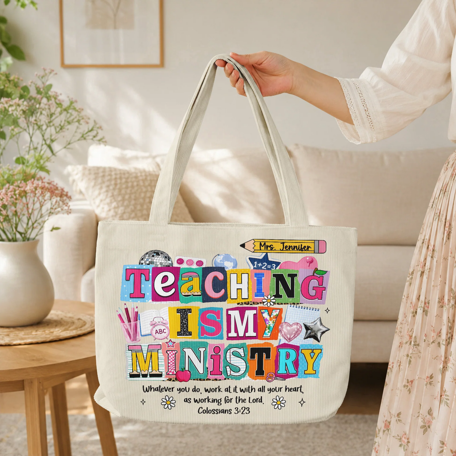 Teaching Is My Ministry - Personalized Tote Bag - Back To School Gift For Teacher, Educator