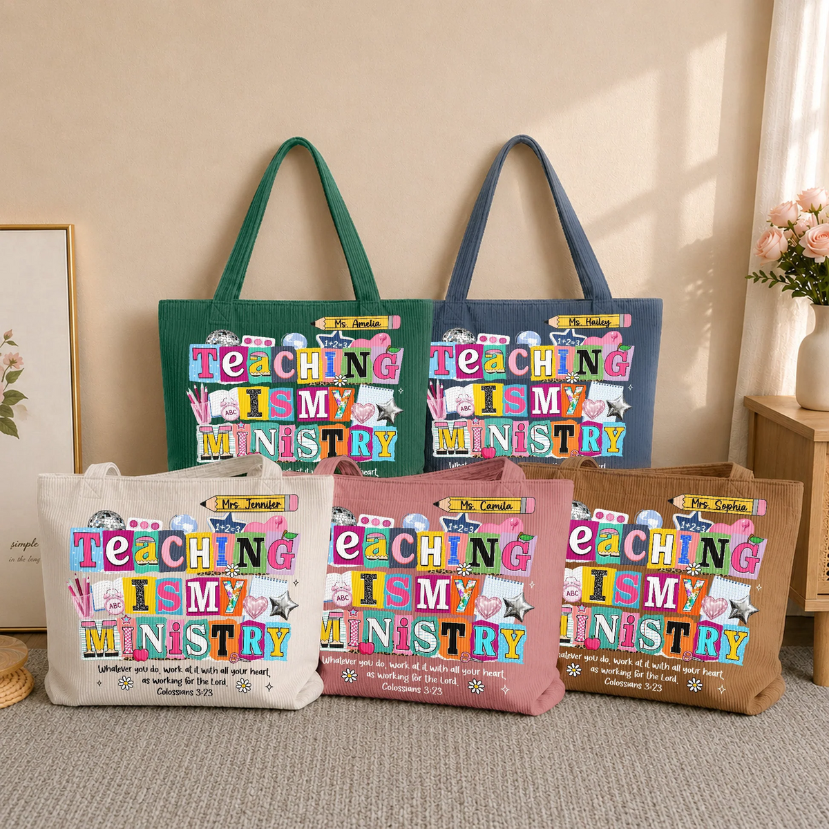 Teaching Is My Ministry - Personalized Tote Bag - Back To School Gift For Teacher, Educator