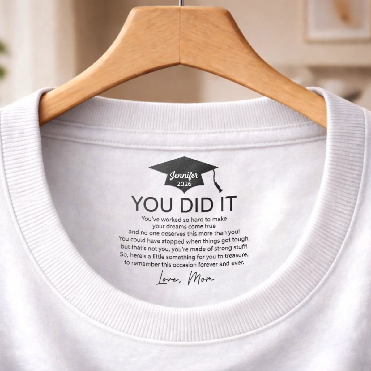 The Adventure Begins Graduation - Personalized Custom Inside Neck Print T-Shirt - Gift For Her/Him, Daughter/Son, Grad Ceremony, Commencement