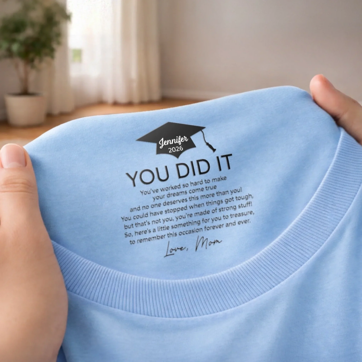 The Adventure Begins Graduation - Personalized Custom Inside Neck Print T-Shirt - Gift For Her/Him, Daughter/Son, Grad Ceremony, Commencement