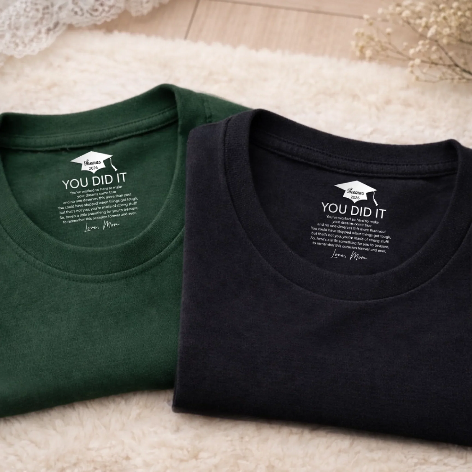 The Adventure Begins Graduation - Personalized Custom Inside Neck Print T-Shirt - Gift For Her/Him, Daughter/Son, Grad Ceremony, Commencement