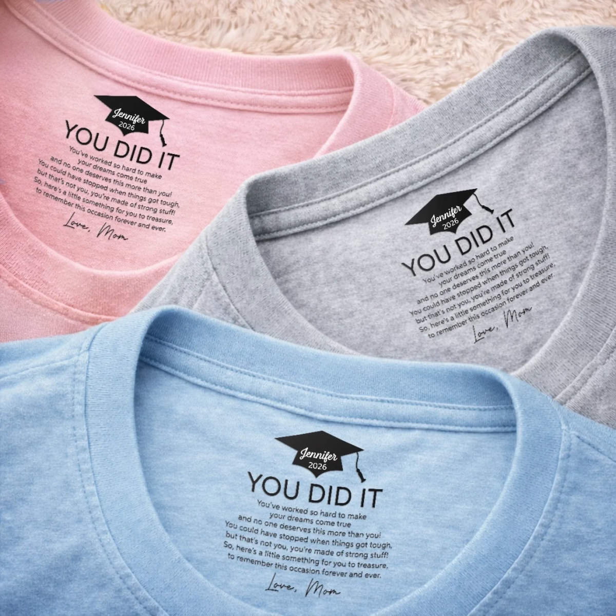 The Adventure Begins Graduation - Personalized Custom Inside Neck Print T-Shirt - Gift For Her/Him, Daughter/Son, Grad Ceremony, Commencement