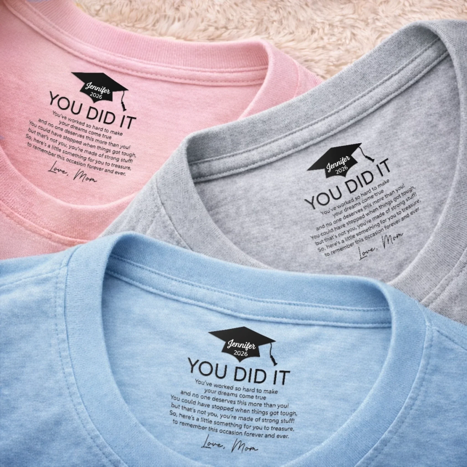 The Adventure Begins Graduation - Personalized Custom Inside Neck Print T-Shirt - Gift For Her/Him, Daughter/Son, Grad Ceremony, Commencement