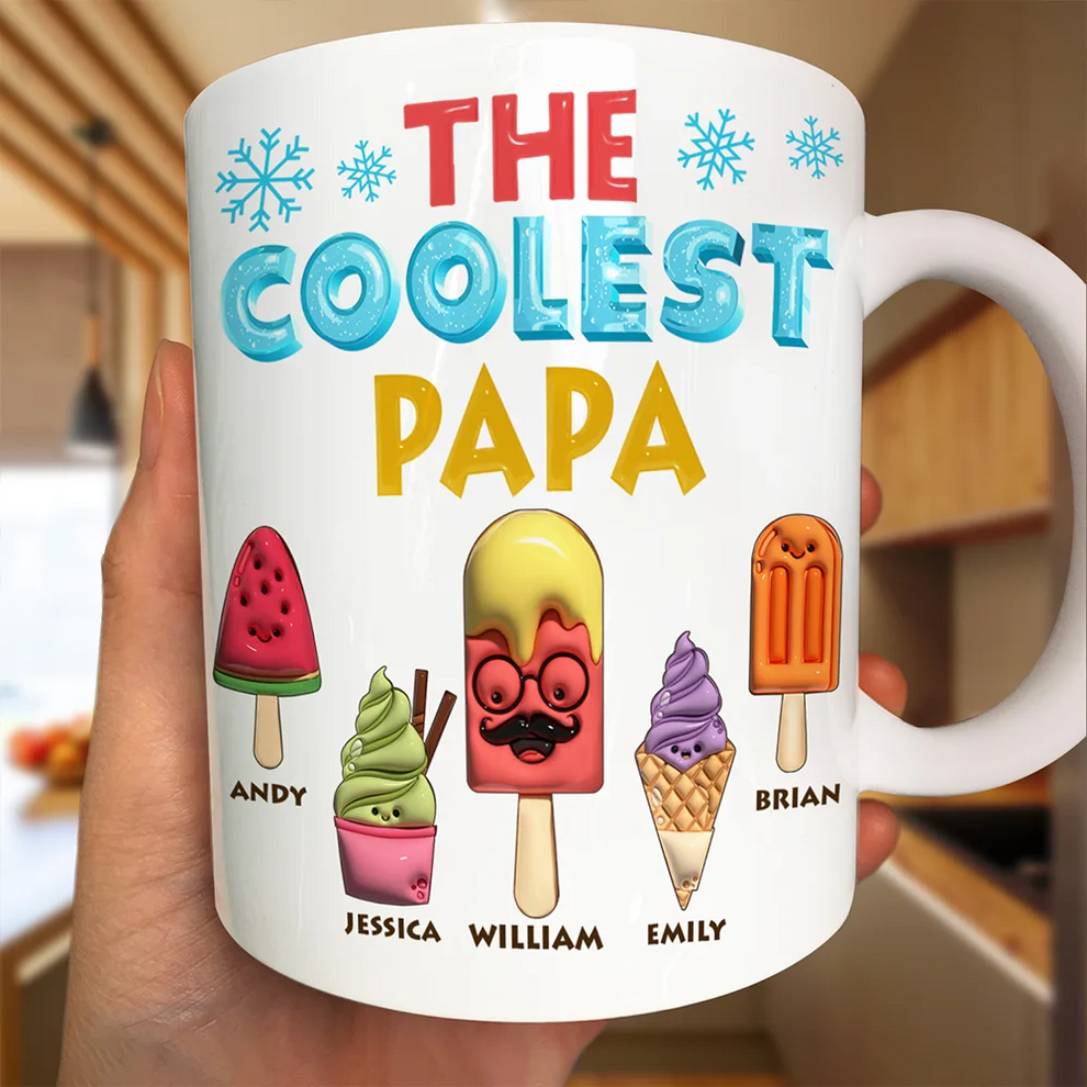 Personalized The Coolest Pop Funny 3D Effect Cartoon Ice Cream mug, main view