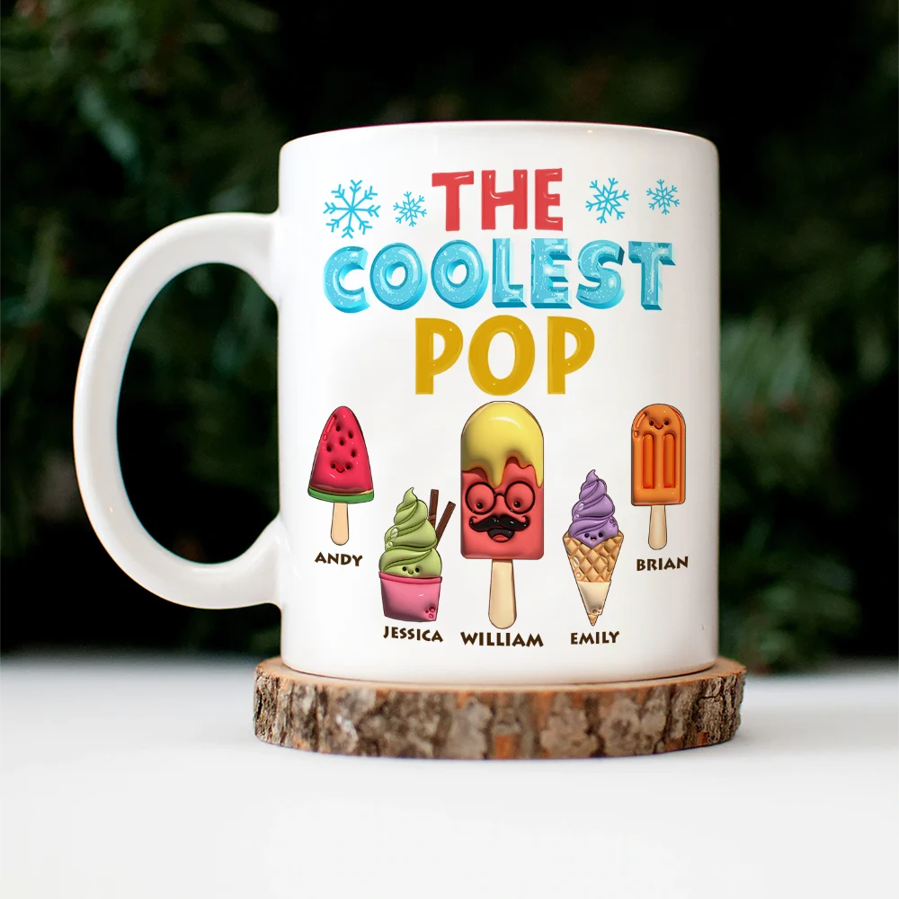 Personalized The Coolest Pop Funny 3D Effect Cartoon Ice Cream mug, alternate view 3