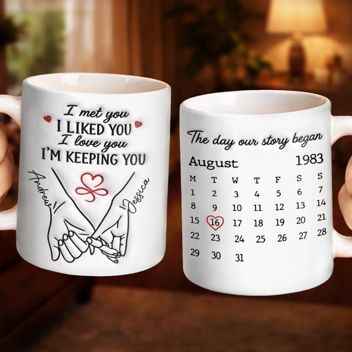 The Day Our Story Began Couple - Personalized Custom Mug - Wedding, Anniversary Gift For Couples, Wife/Husband