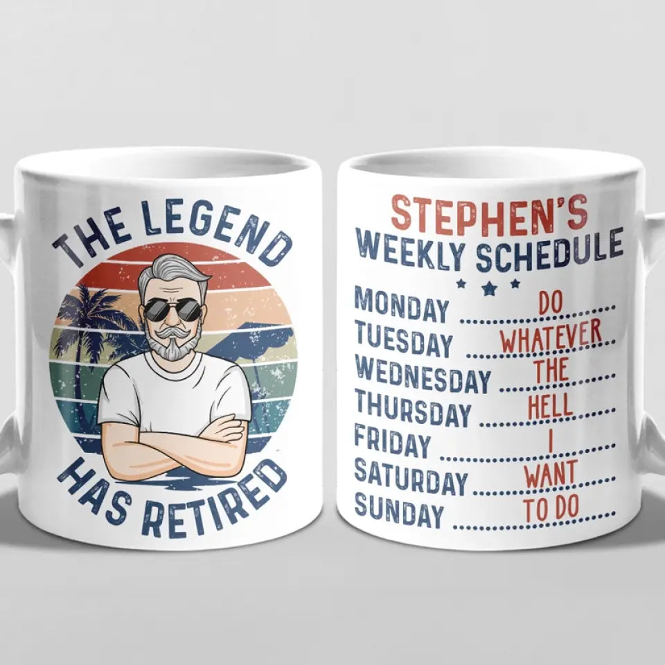 Personalized The Legend Has Retired mug, main view