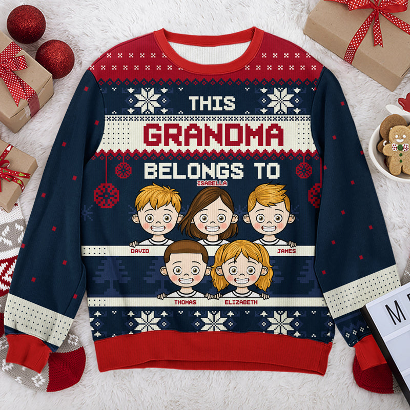 This Grandma Belongs To - Christmas, Funny Gift For Family - Personalized Custom Ugly Sweater - Christmas Gift For Grandma, Grandparents
