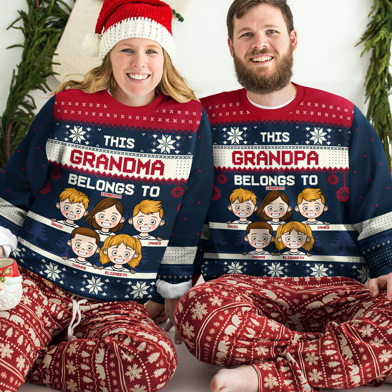 This Grandma Belongs To - Christmas, Funny Gift For Family - Personalized Custom Ugly Sweater - Christmas Gift For Grandma, Grandparents