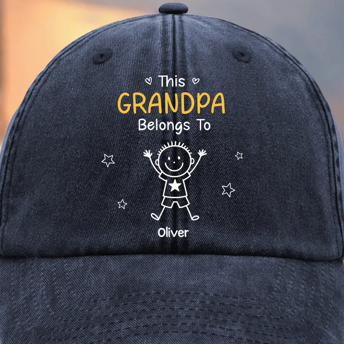 Personalized This Grandpa Belongs To denim cap, alternate view 2