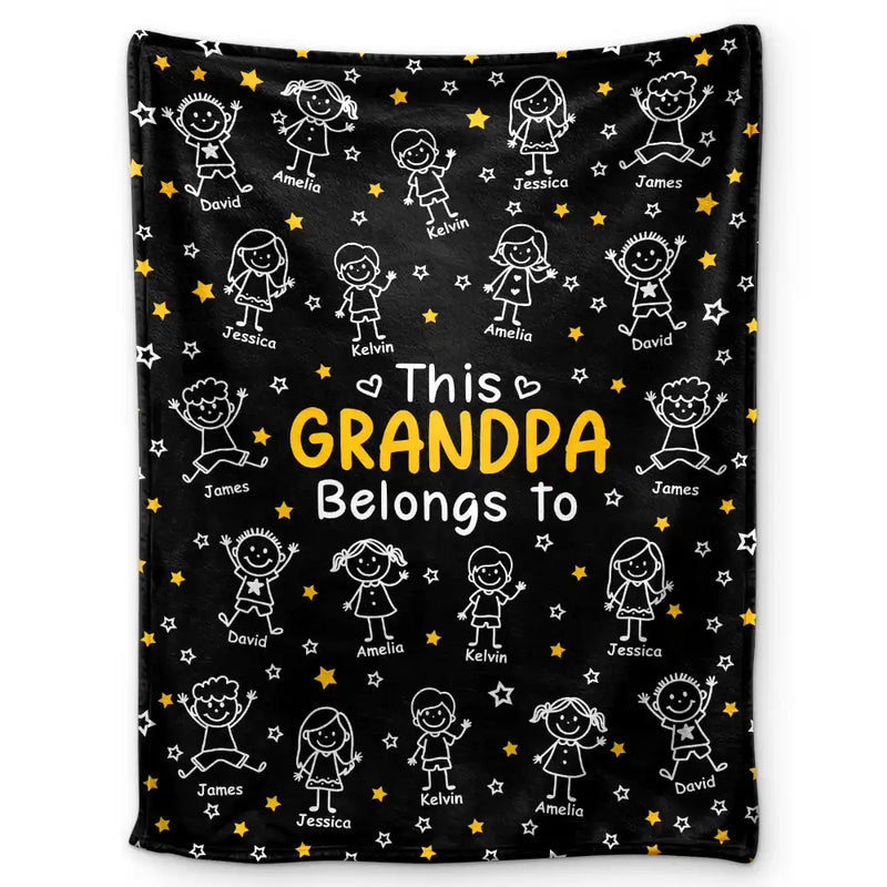 This Grandpa Grandma Belongs To Kids - Personalized Custom Blanket - Gift For Grandparents, Grandma, Grandpa