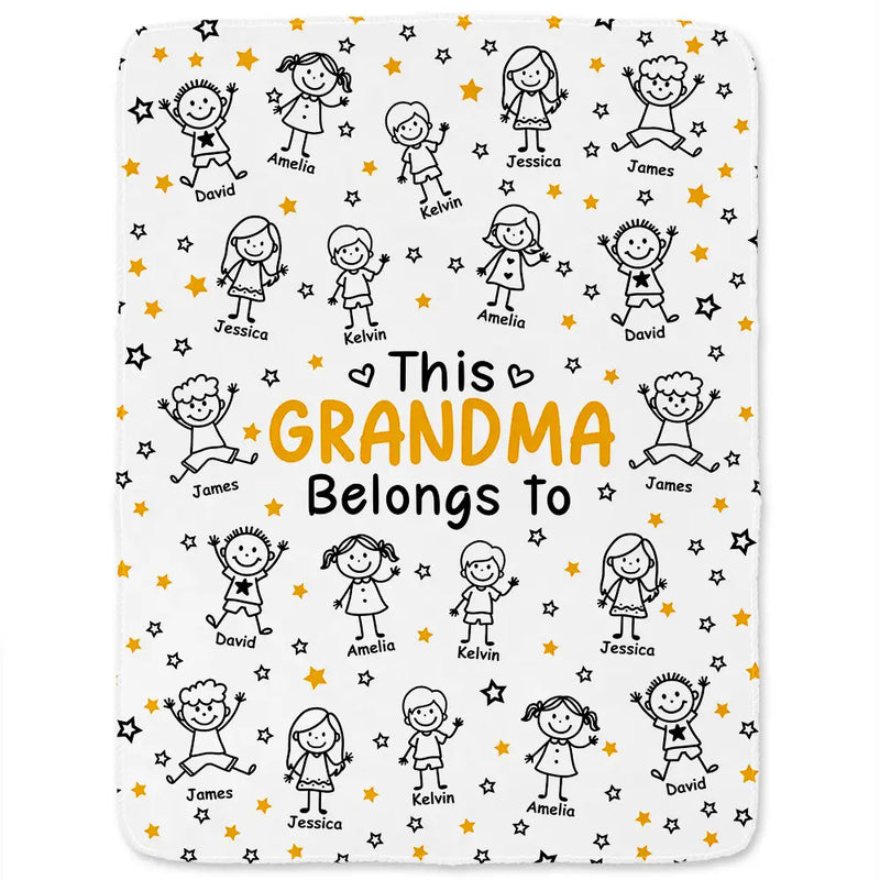 This Grandpa Grandma Belongs To Kids - Personalized Custom Blanket - Gift For Grandparents, Grandma, Grandpa