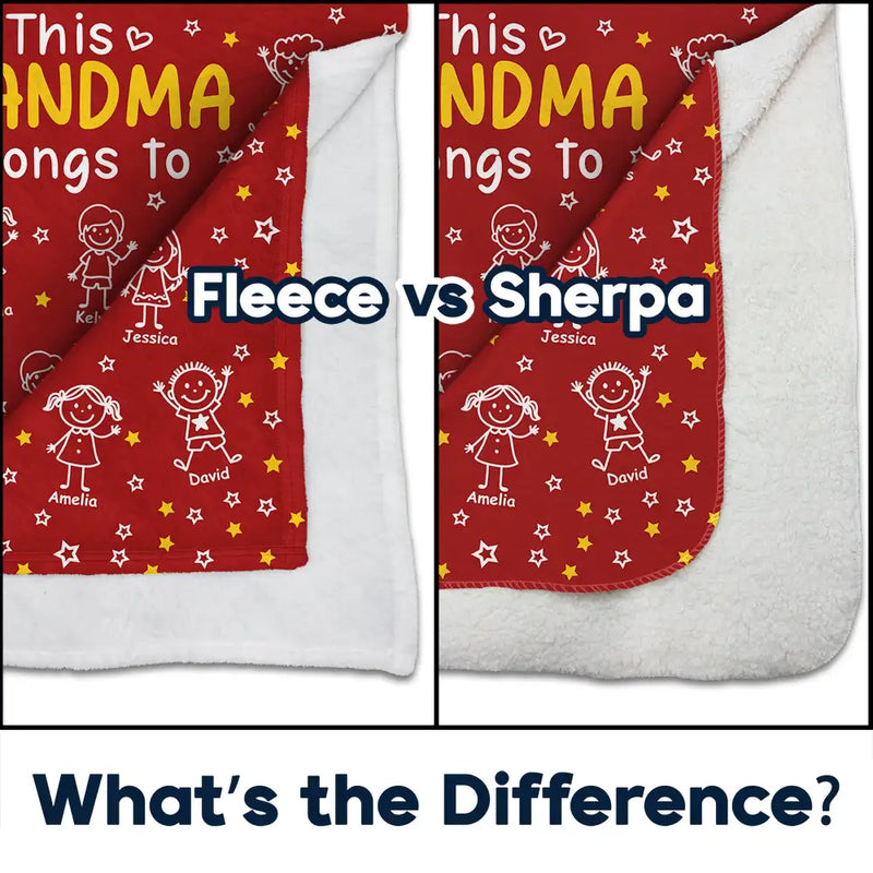 This Grandpa Grandma Belongs To Kids - Personalized Custom Blanket - Gift For Grandparents, Grandma, Grandpa