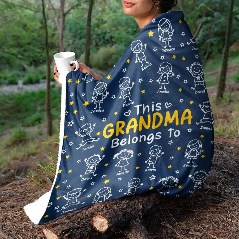 This Grandpa Grandma Belongs To Kids - Personalized Custom Blanket - Gift For Grandparents, Grandma, Grandpa
