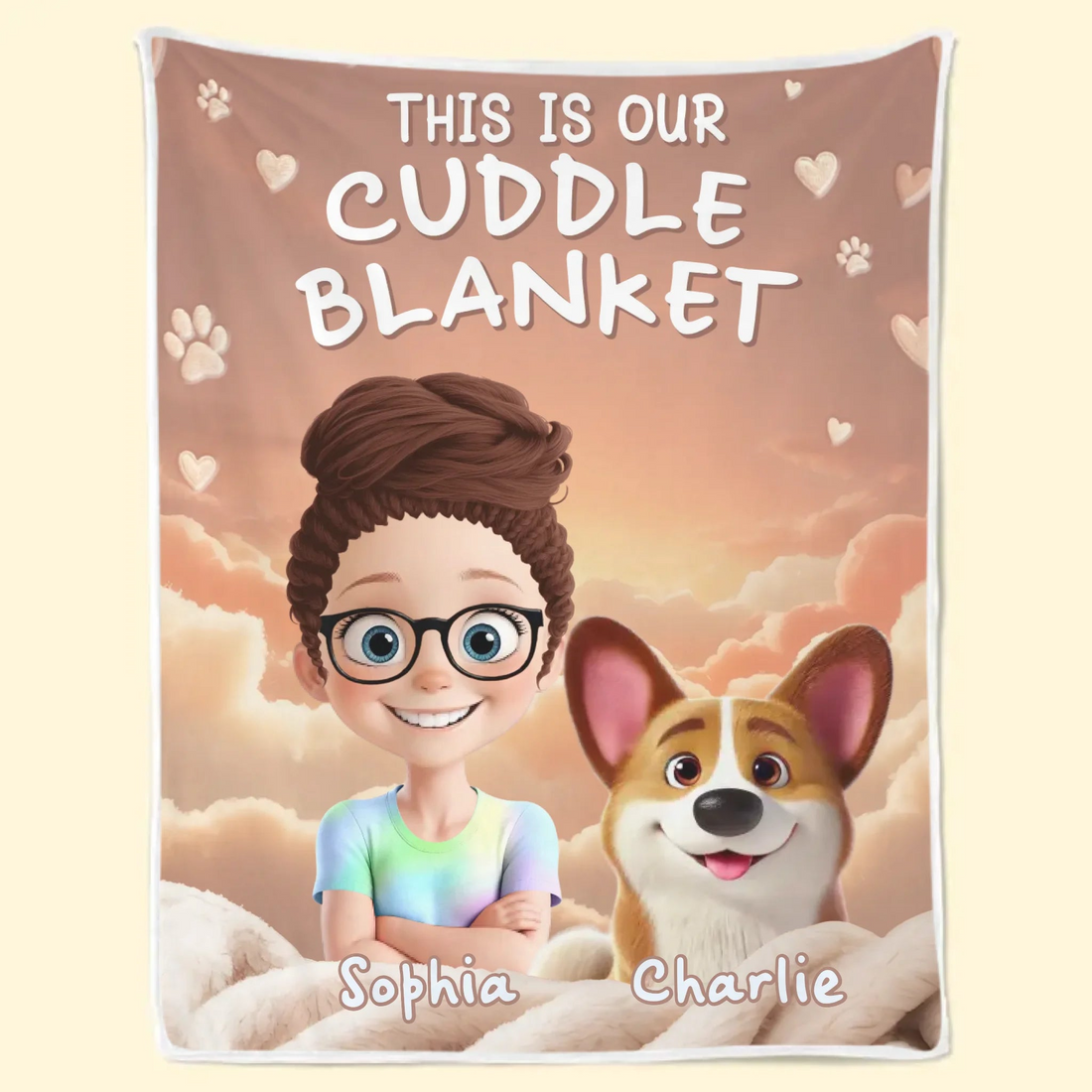 Personalized This Is Our Cuddle Blanket Dog Lovers fleece blanket, soft fleece fabric close-up