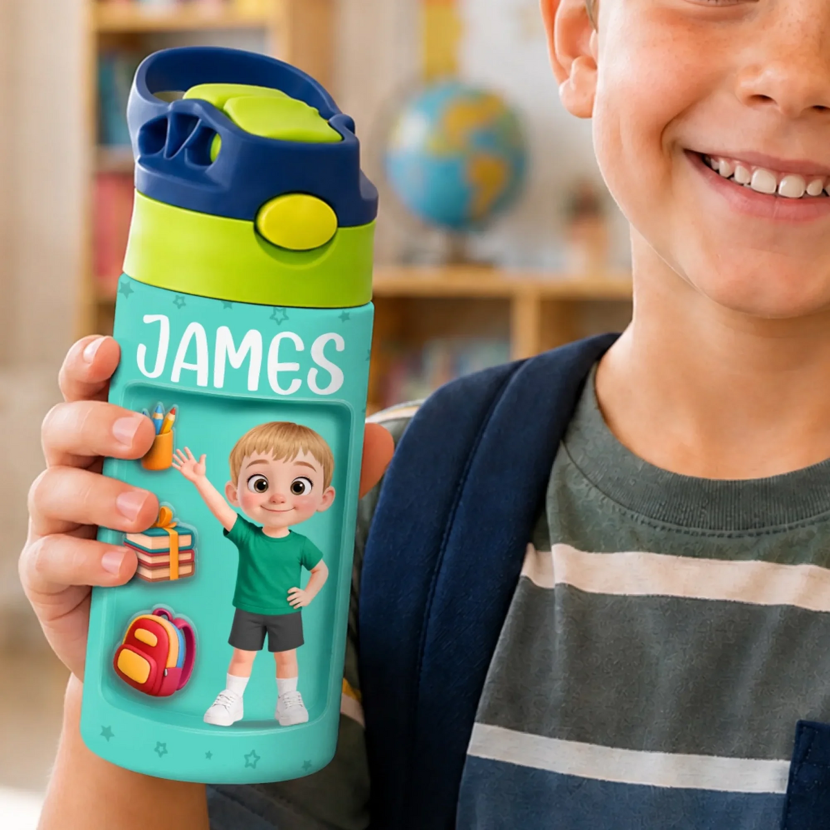 Tiny But Bright Kids Back To School - Personalized Kids Insulated Water Bottle - Gift For Back To School, First Day of School - Student, Son, Daughter | Kindergarten, Pre-K, Preschool