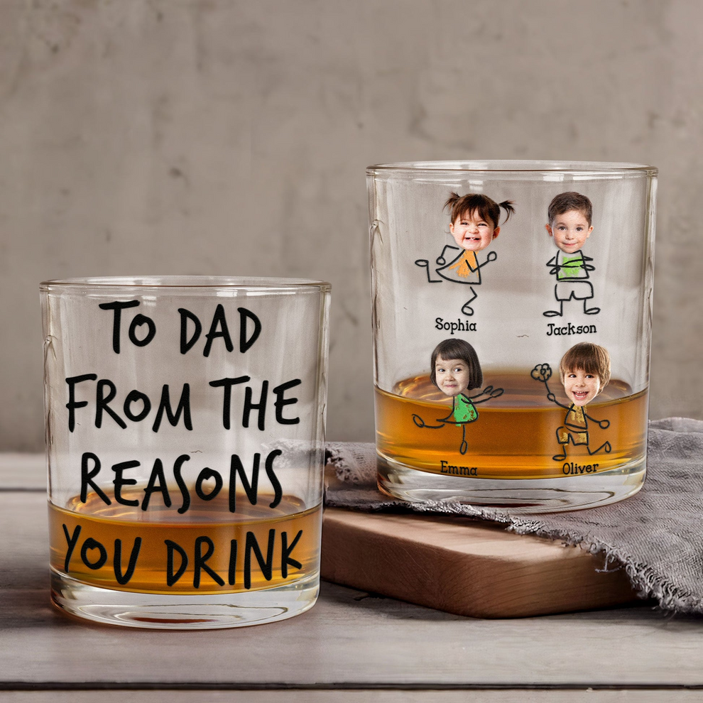 Custom Photo To Dad From The Reasons You Drink whiskey glass, main view