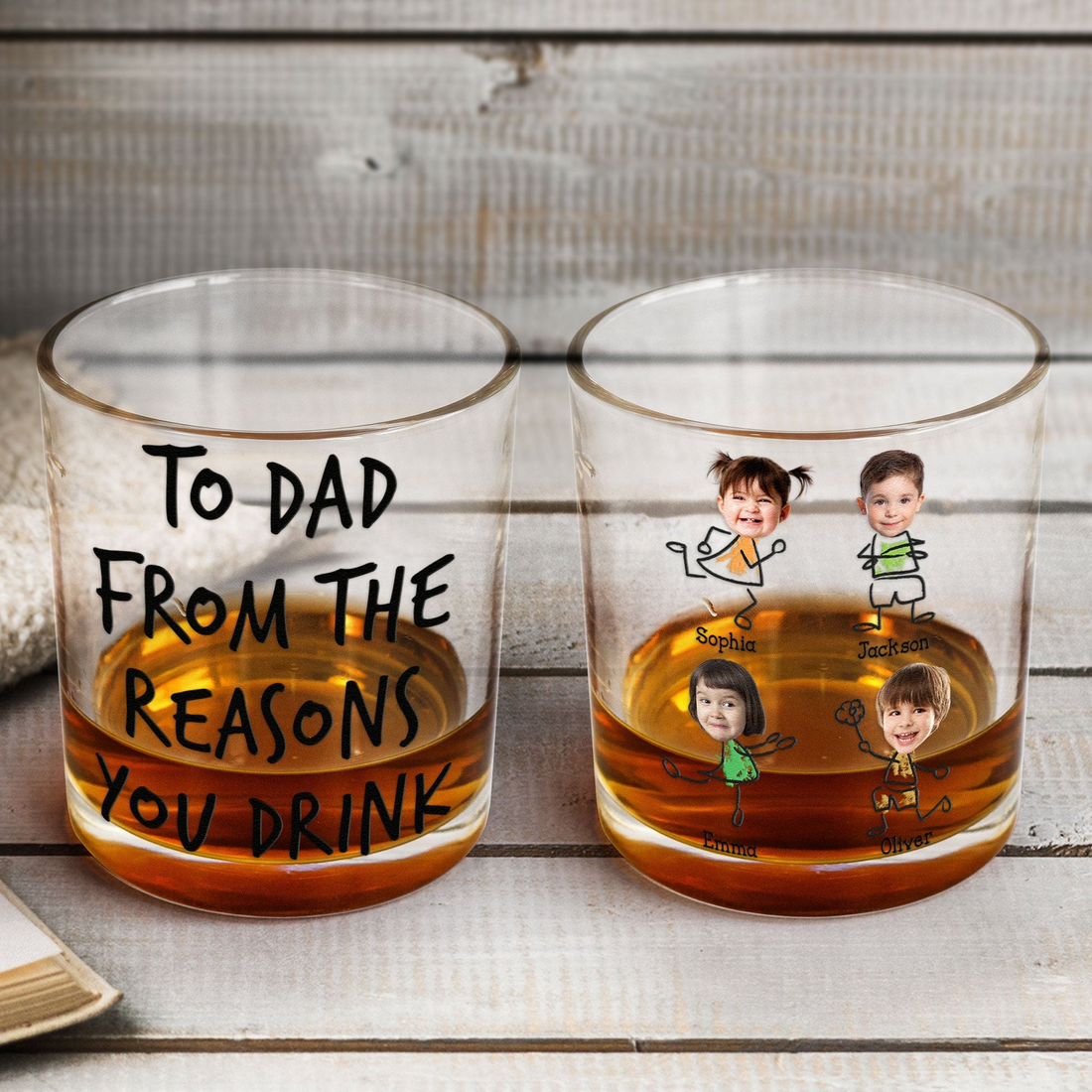 Custom Photo To Dad From The Reasons You Drink whiskey glass, alternate view 2