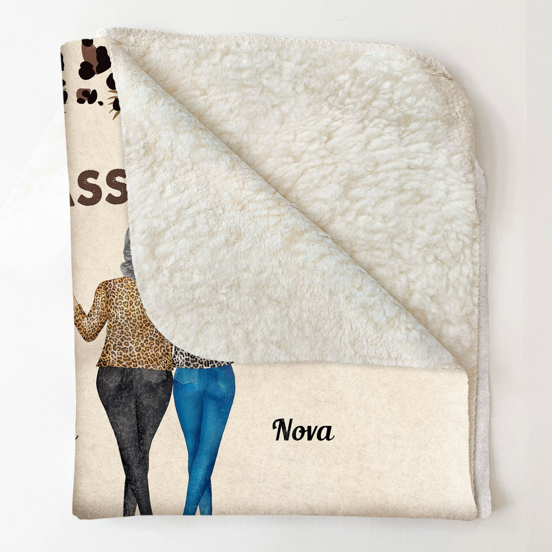 Personalized To My Daughter Whisper Back I Am The Storm fleece blanket, sherpa reverse side folded back
