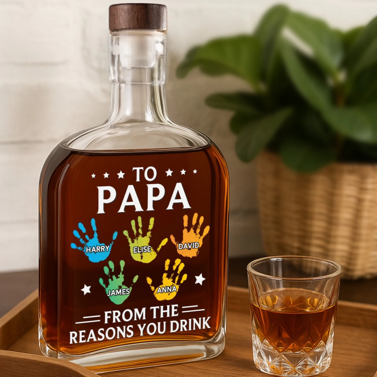 To My First And Forever Hero Papa/Grandpa - Personalized Whiskey Bottle - Gift for Dad, Papa, or Grandpa
