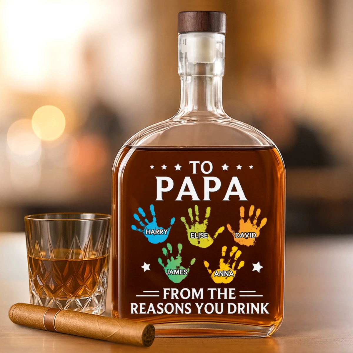 To My First And Forever Hero Papa/Grandpa - Personalized Whiskey Bottle - Gift for Dad, Papa, or Grandpa