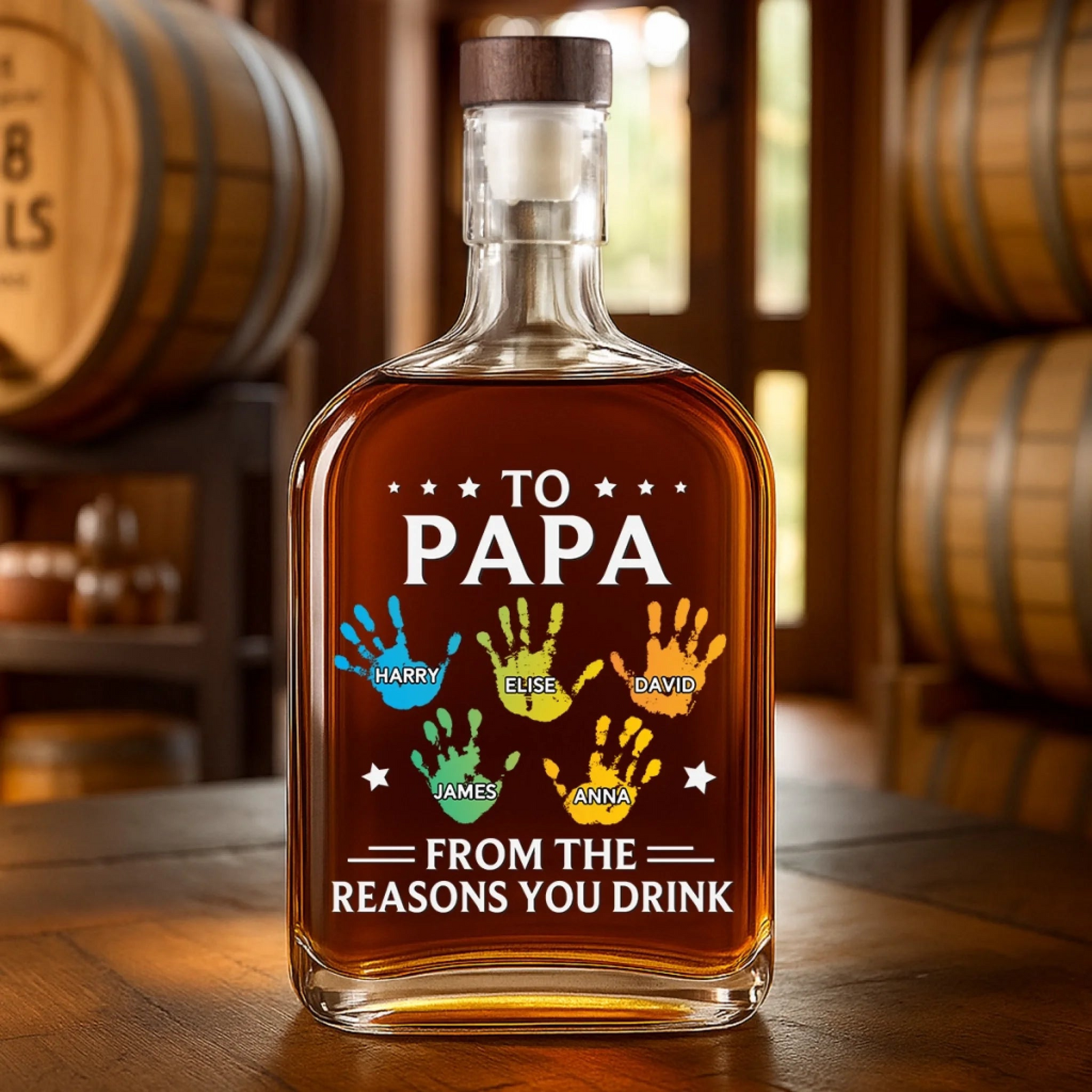 To My First And Forever Hero Papa/Grandpa - Personalized Whiskey Bottle - Gift for Dad, Papa, or Grandpa