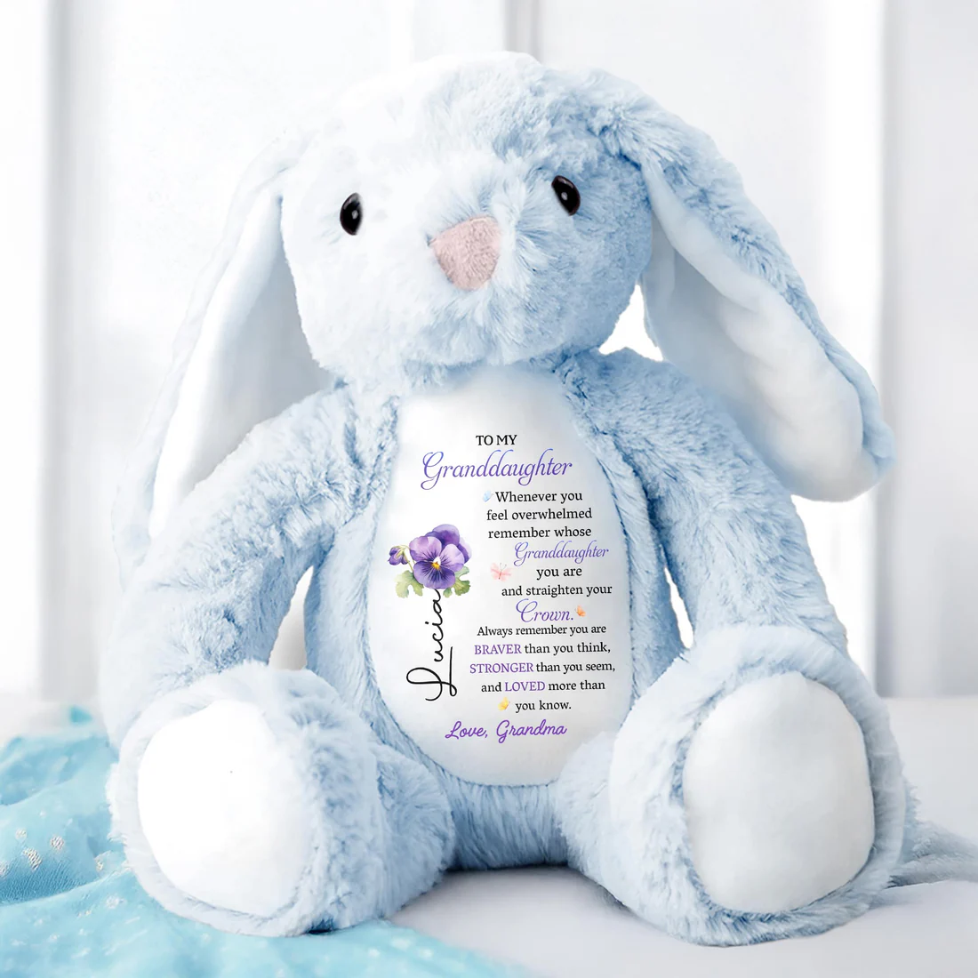 To My Granddaughter, Whenever You Feel Overwhelmed - Personalized Stuffed Bunny - Gift For Granddaughters