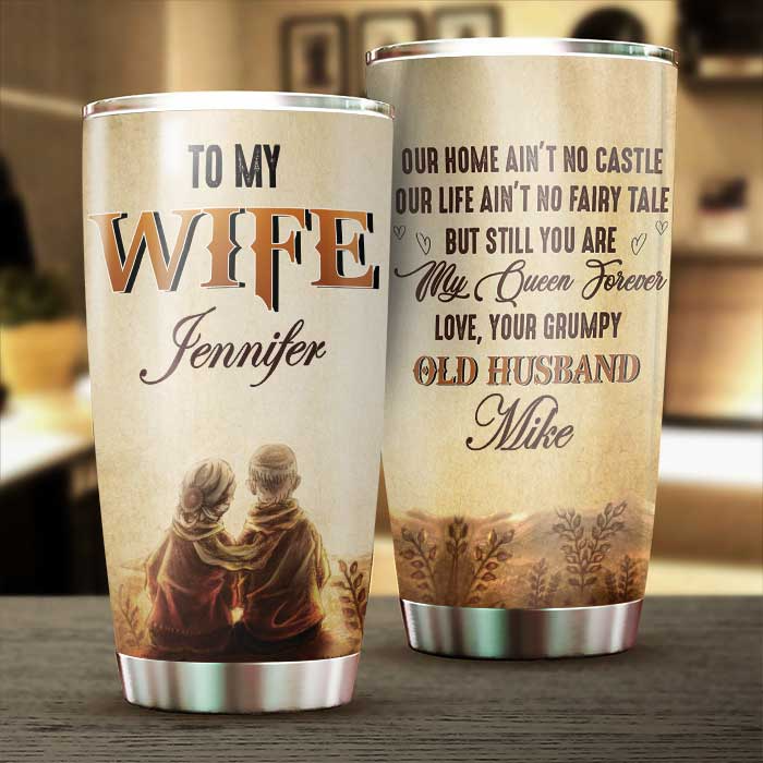 To My Wife, You Are My Queen Forever Couple - Personalized Custom 20oz Fat Tumbler Cup - Gift For Her/Him, Husband/Wife, Couples on Anniversary, Valentine's Day