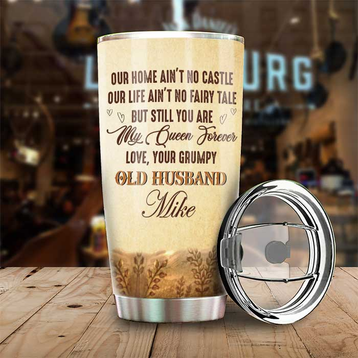 To My Wife, You Are My Queen Forever Couple - Personalized Custom 20oz Fat Tumbler Cup - Gift For Her/Him, Husband/Wife, Couples on Anniversary, Valentine's Day