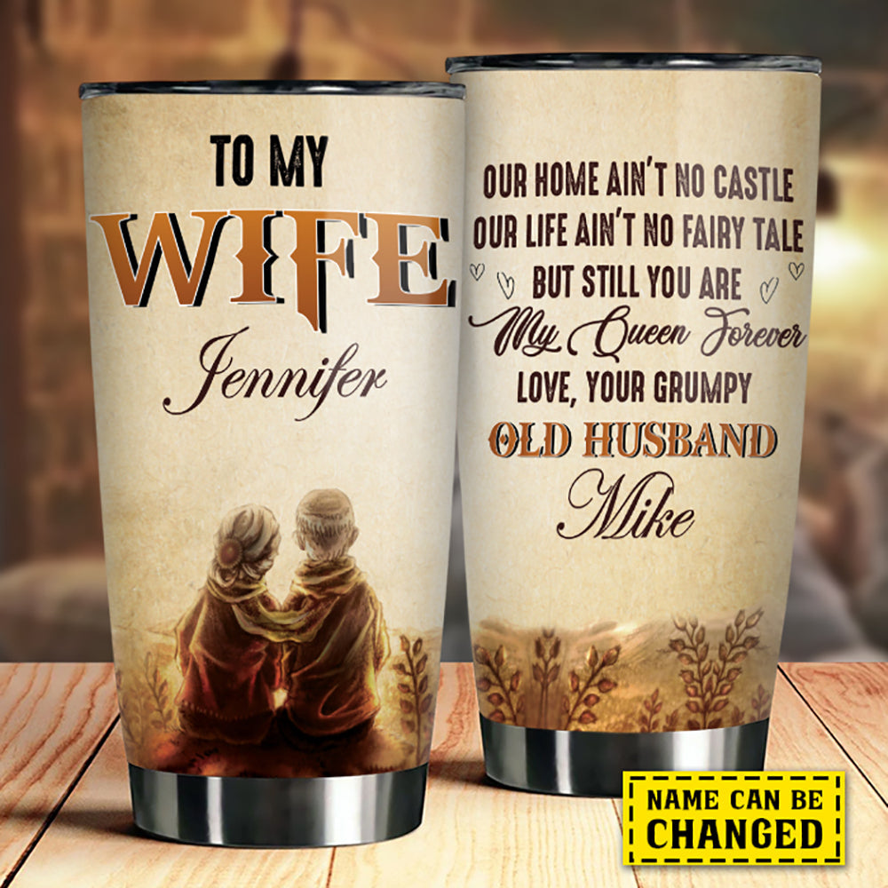To My Wife, You Are My Queen Forever Couple - Personalized Custom 20oz Fat Tumbler Cup - Gift For Her/Him, Husband/Wife, Couples on Anniversary, Valentine's Day