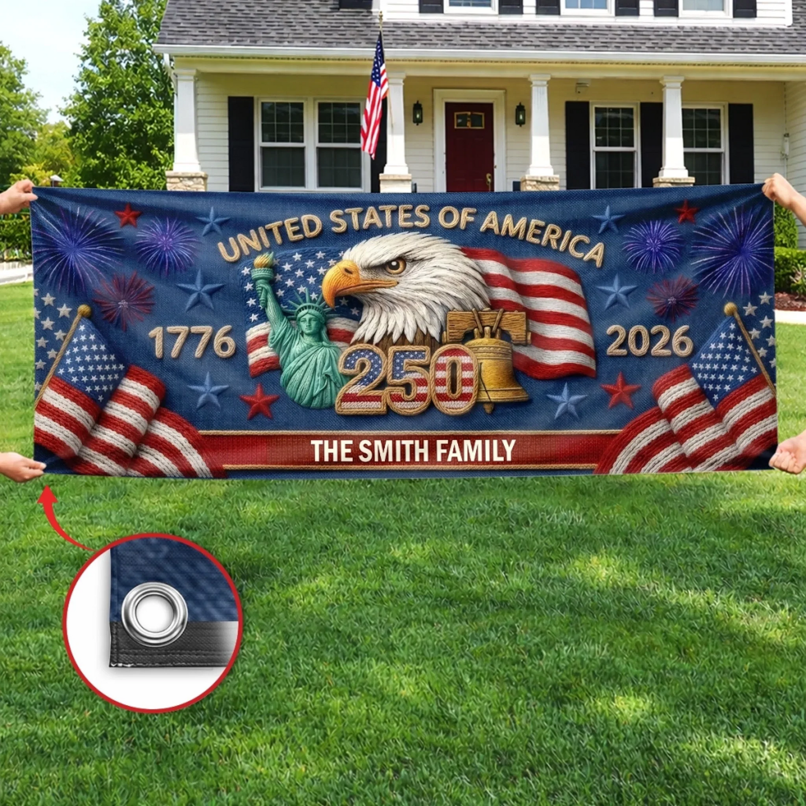 Together We Shine Bright - Personalized Polyester Outdoor Banner - America 250th Anniversary Gifts For Family, Mom, Dad, Brother, Sister