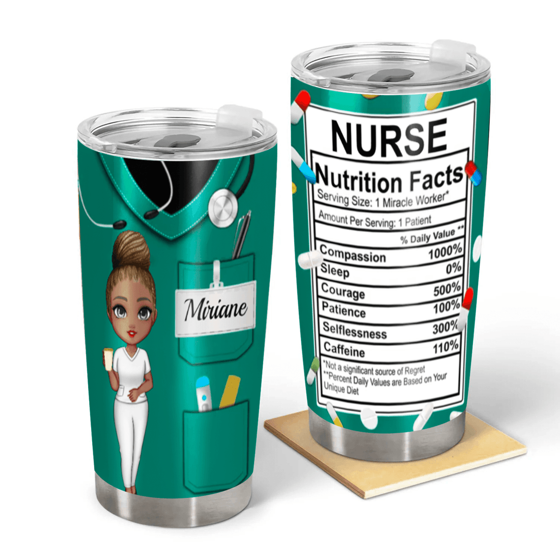 Nurse Nutrition Facts personalized tumbler|20oz, alternate view 3