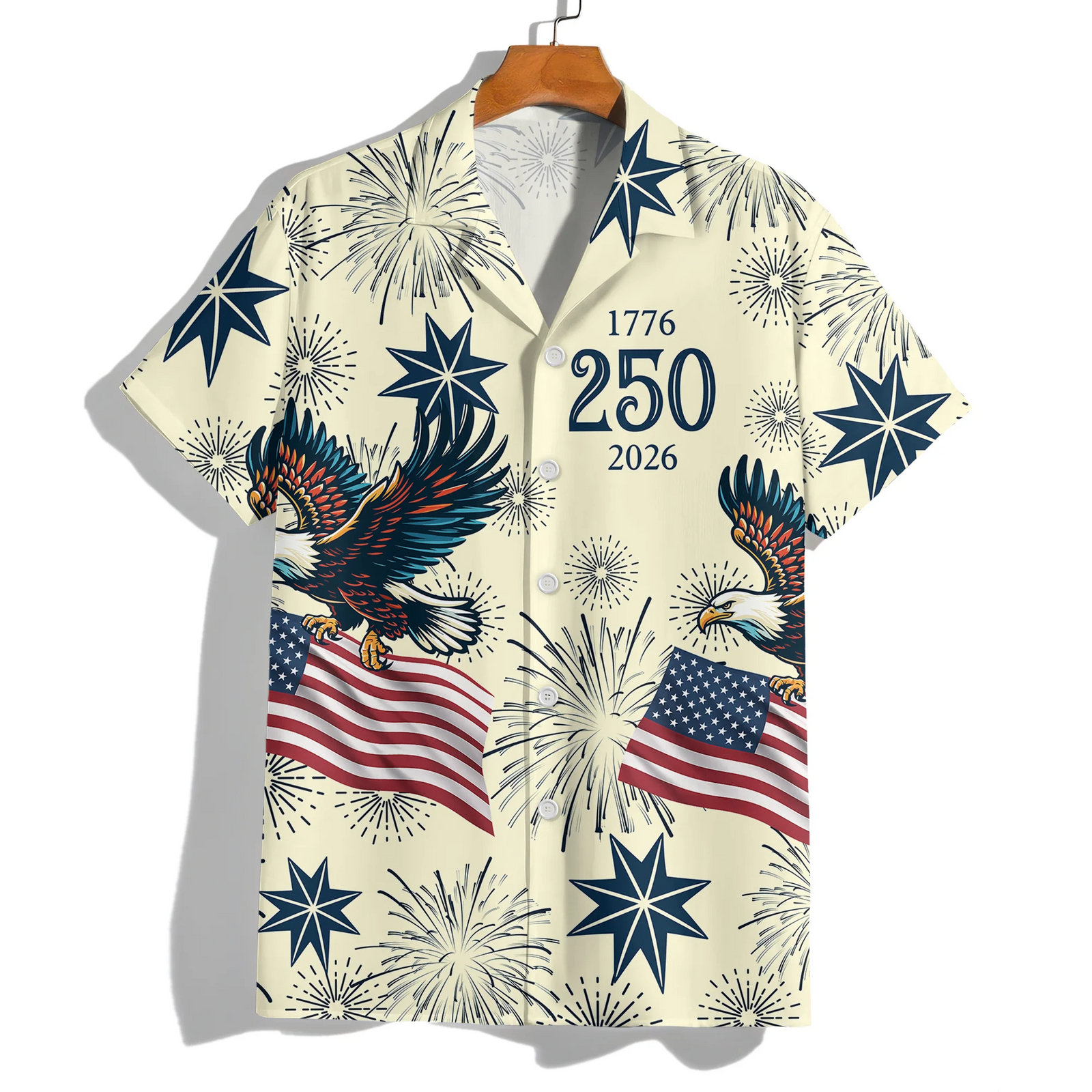 USA 250 Anniversary Eagle 1776-2026 - Personalized Hawaiian Shirt - America 250th Anniversary Gift for Dad, Papa, or Grandpa