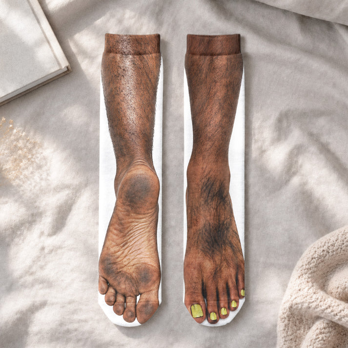 Ugly Feet Funny - Custom Crew Socks - Gift For Husband, Wife, Boyfriend, Girlfriend, Friends, Coworkers