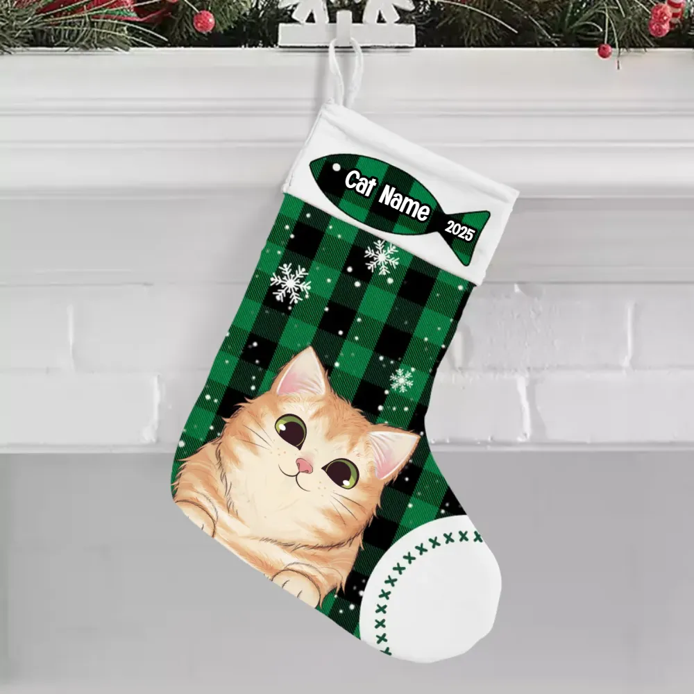 Personalized Christmas Cat Stocking Christmas stocking, alternate view 2