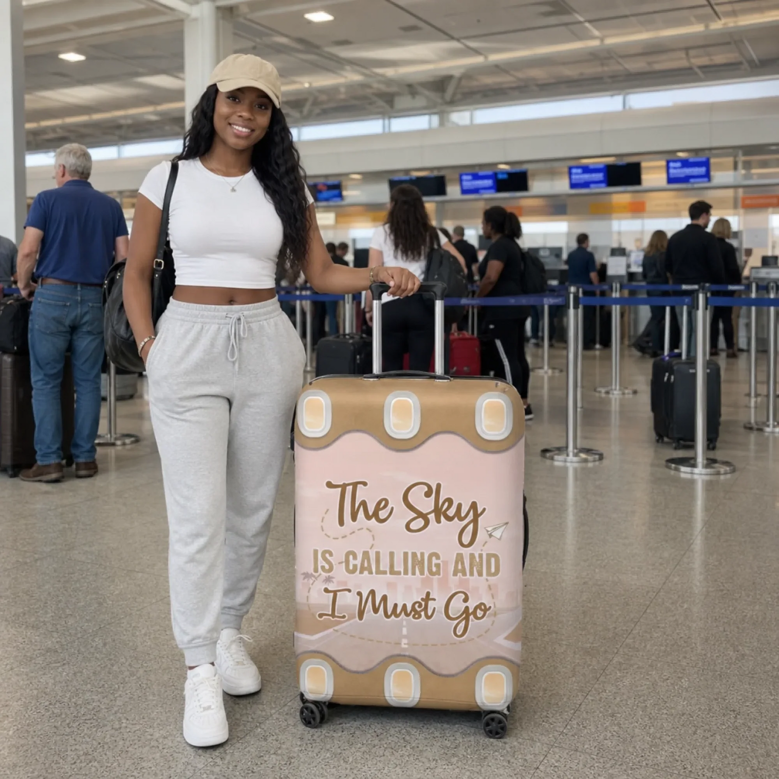 Up In The Clouds, Where I Belong - Personalized Custom Luggage Cover - Summer Vacation Gift, Gift For Travel Lovers