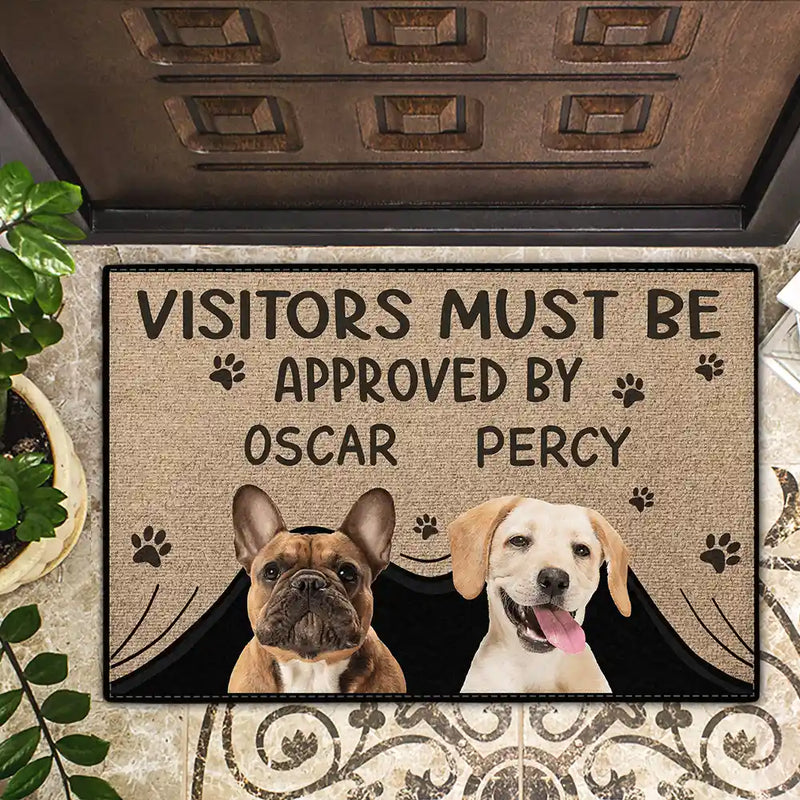 Custom Photo Visitors Must Be Approved By This Dog personalized doormat, alternate view 2