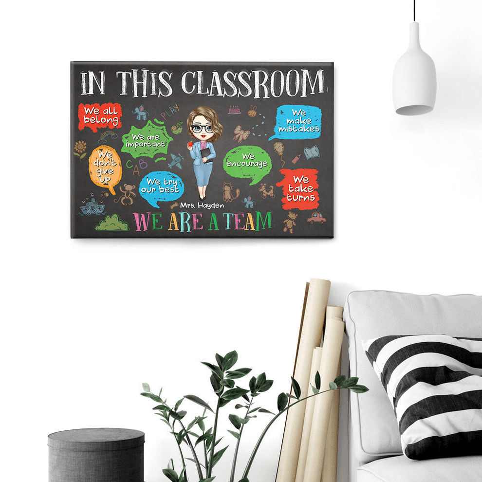 Personalized In This Classroom We Are A Team canvas, alternate view 3