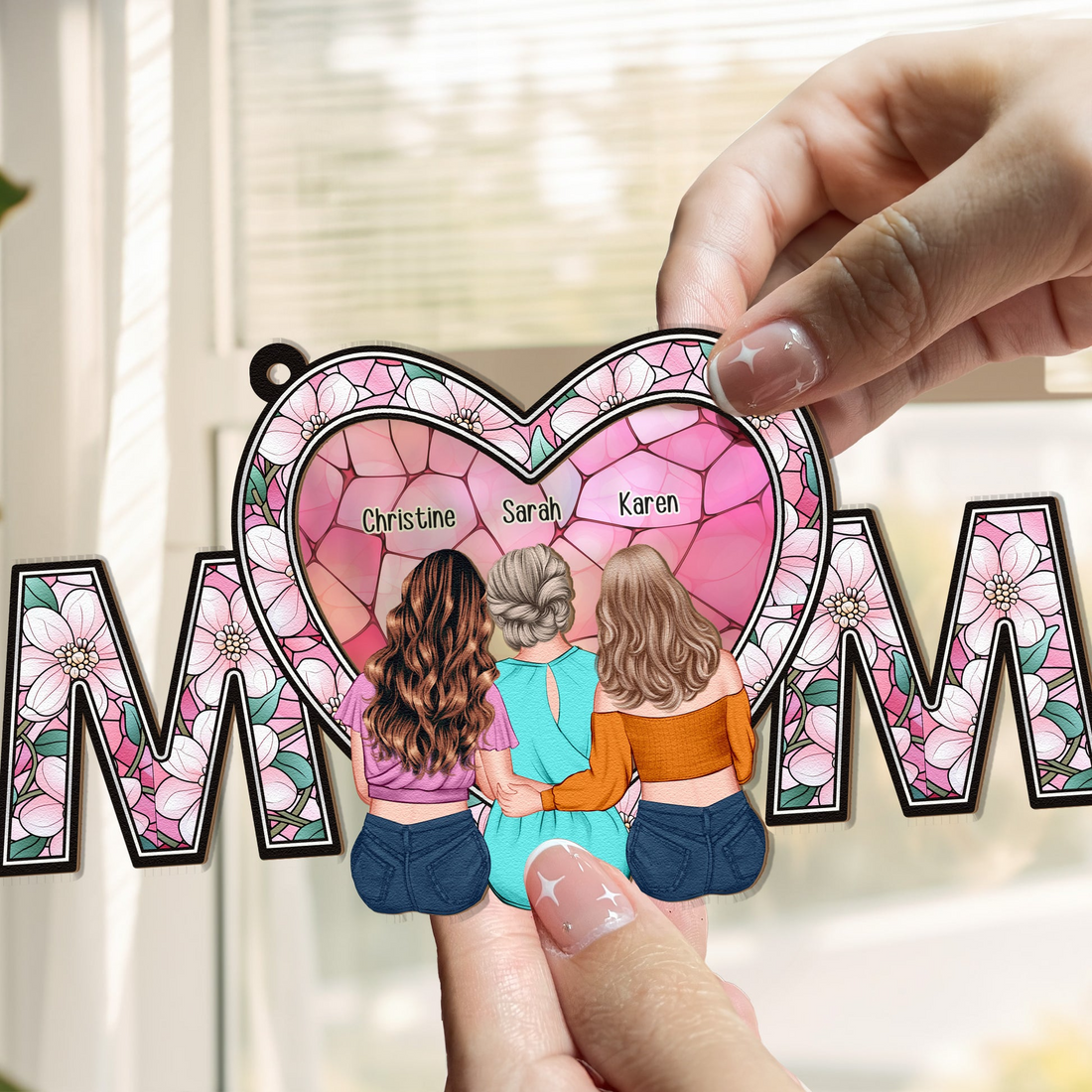 Personalized We Love You Mom suncatcher ornament, alternate view 4