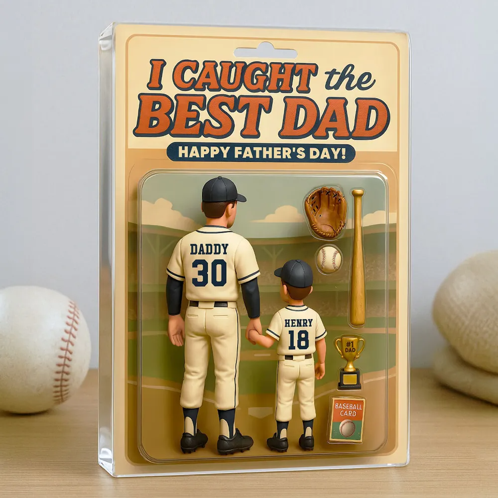 We Caught the Best Dad Baseball - Personalized Rectangle Acrylic Plaque - Gift For Dad, Daddy, Father's Day
