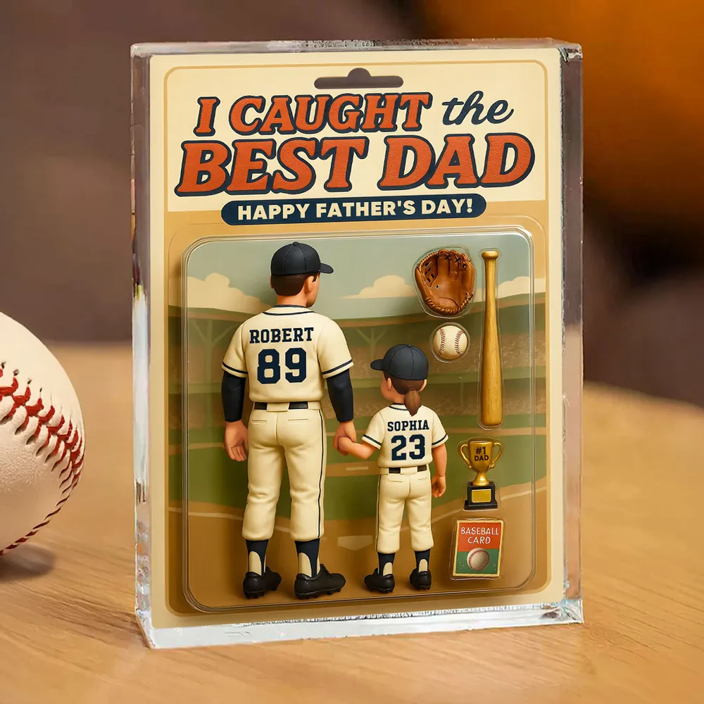 Personalized We Caught the Best Dad Baseball acrylic plaque, alternate view 2