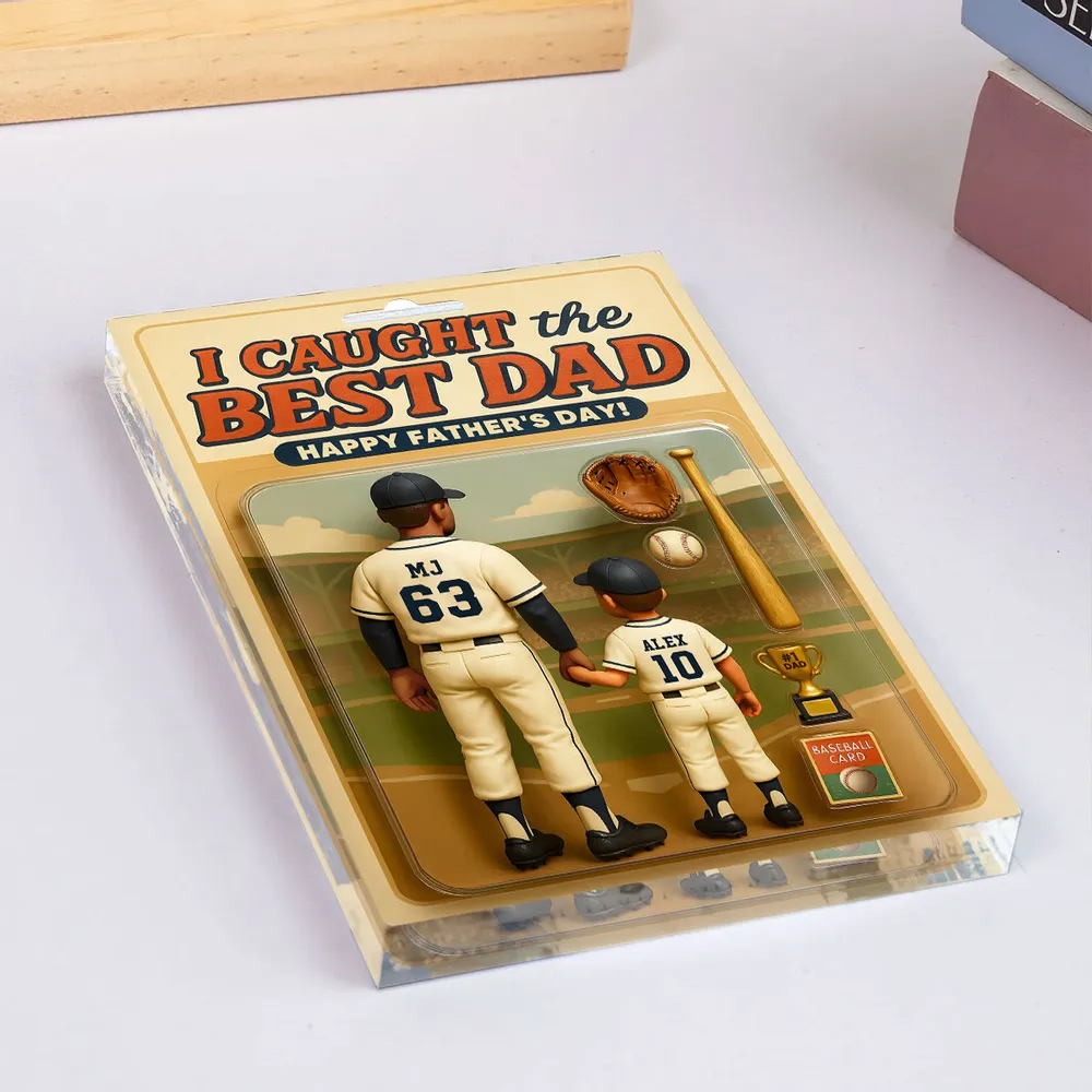 We Caught the Best Dad Baseball - Personalized Rectangle Acrylic Plaque - Gift For Dad, Daddy, Father's Day